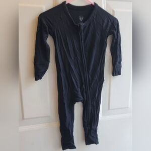 Baby Blue Bamboo Black Zippered Romper 0-3m